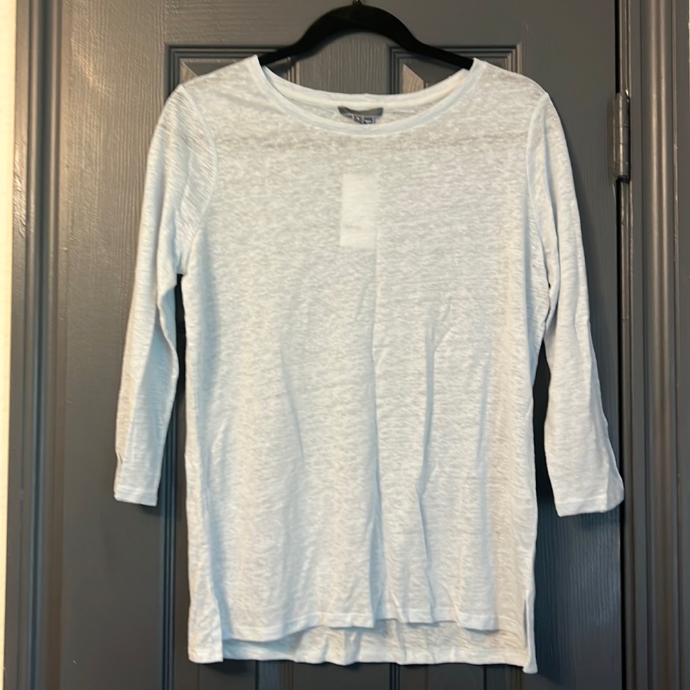 Vince 3/4 Sleeve Linen Blouse Small NWT
